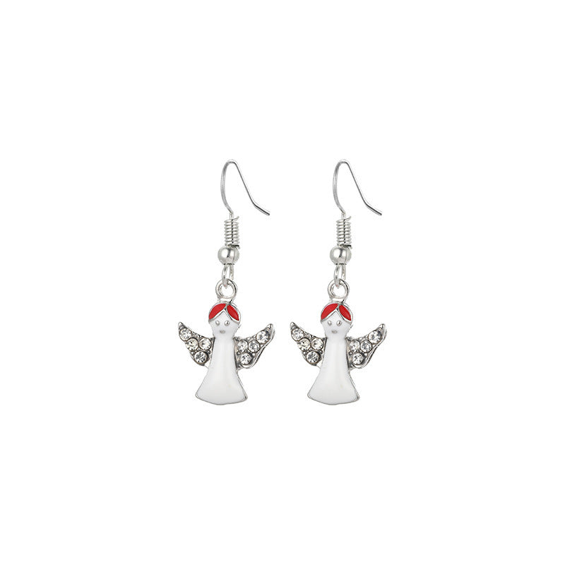 Wholesale Christmas Series Fashion Alloy Christmas Tree Old Man Bell Elk Candy Cane Earrings